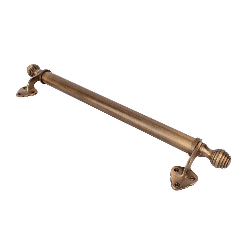 Sash Heritage Victorian Sash Bar with Reeded Ends and Standard Feet - 450mm - Antique Brass
